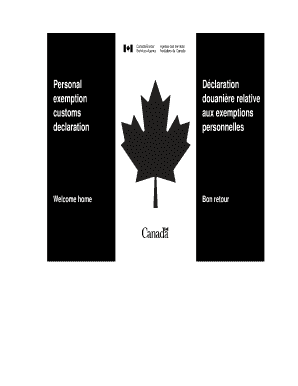 Canada Personal Exemption Customs Declaration