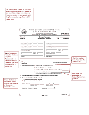 Cook County Assessment Appeal Affidavit