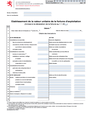 Déclaration de la fortune d'exploitation