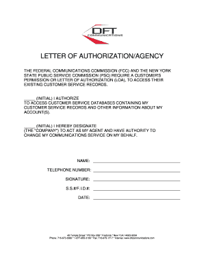 Letter of Authorization for Customer Records Access