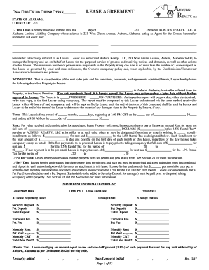 Alabama Residential Lease Agreement