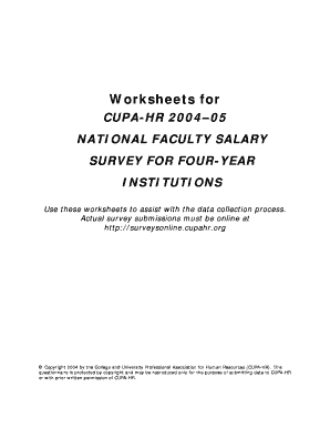 CUPA-HR Faculty Salary Survey Worksheet