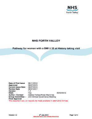 NHS Forth Valley BMI Pathway for Pregnant Women