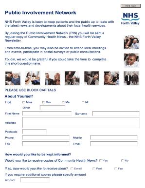 Public Involvement Network Registration Form
