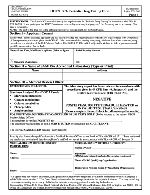 USCG Periodic Drug Testing Form