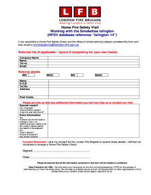 Home Fire Safety Check Request Form