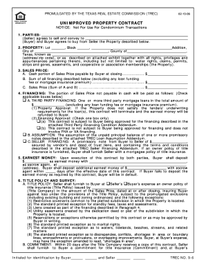 Texas Unimproved Property Contract