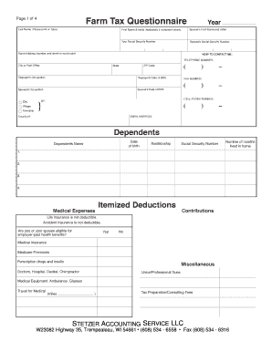 Farm Tax Questionnaire
