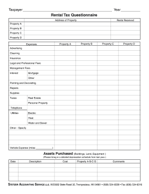 Rental Tax Questionnaire