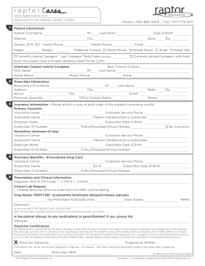 Prescription Enrollment Form for PROCYSBI