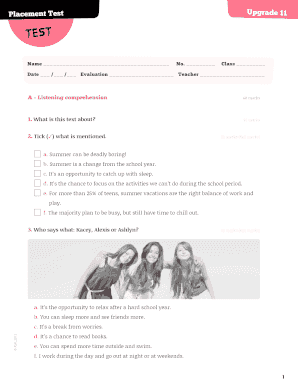 Placement Test Upgrade 11