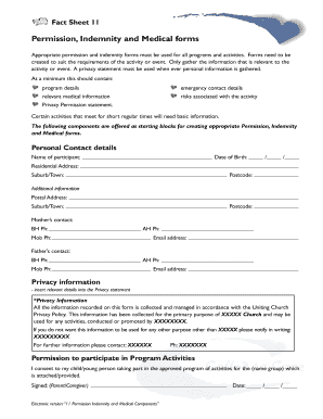 Permission Indemnity and Medical Form