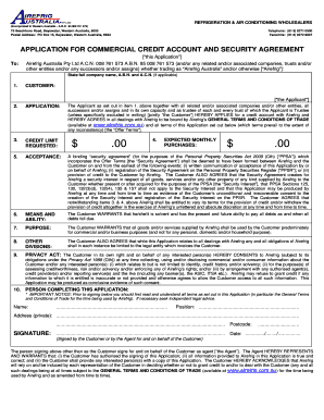 Commercial Credit Account and Security Agreement
