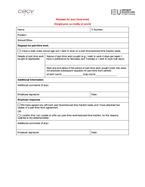 Request for Part-Time Work Form