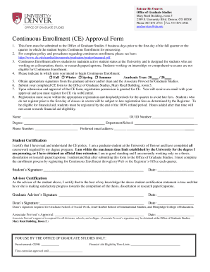 Continuous Enrollment Approval Form