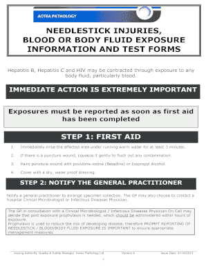 Needlestick Injury and Blood Exposure Test Forms