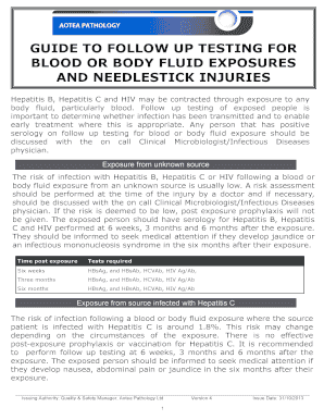 Needlestick Injury Blood Exposure Follow-Up Form