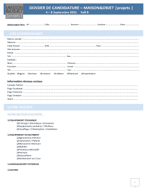 Dossier de candidature – MAISON&OBJET