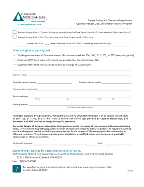Cascade Natural Gas Energy Savings Kit Application