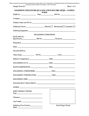 Soldering Procedure Qualification Record