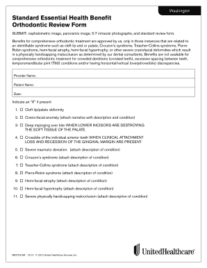 Washington Orthodontic Review Form