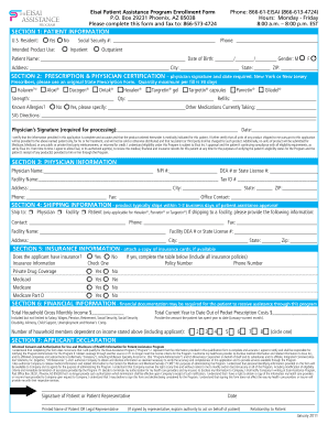 Eisai Patient Assistance Program Enrollment Form