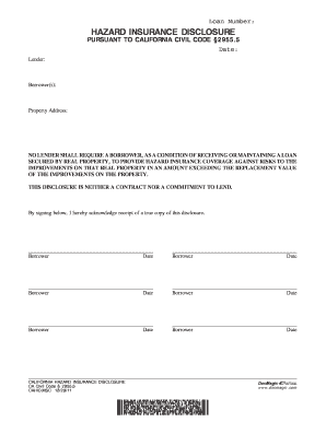 California Hazard Insurance Disclosure