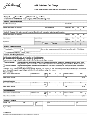 ARA Participant Data Change Form