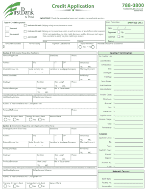 Credit Application Form 788-0800