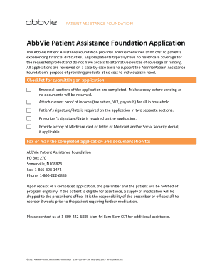 AbbVie Patient Assistance Foundation Application