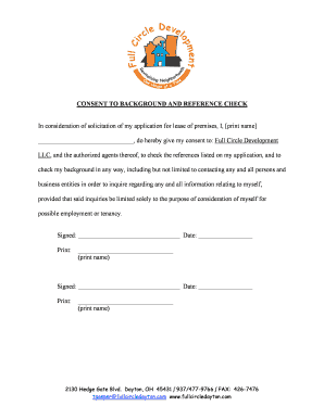 Consent to Background and Reference Check