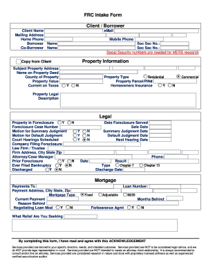 FRC Intake Form