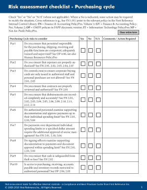 Purchasing Cycle Risk Assessment Checklist