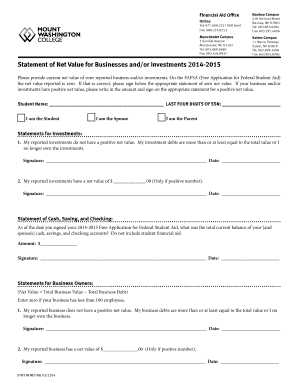 Statement of Net Value for Businesses and Investments