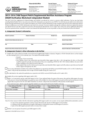 2013-2014 Child Support and SNAP Verification Form
