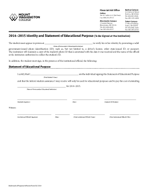 2014-2015 Statement of Educational Purpose Form