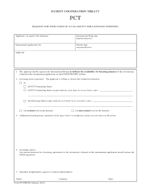 PCT Request for Licensing Availability