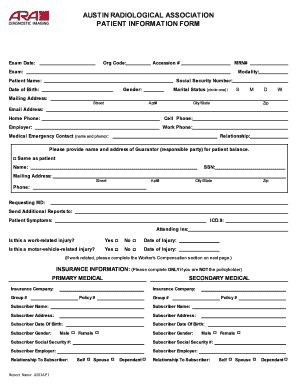 Austin Radiological Association Patient Information Form