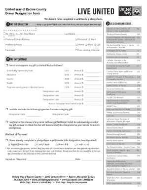 United Way Donor Designation Form