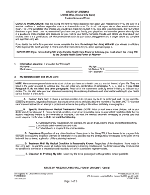Arizona Living Will End of Life Care