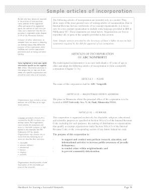 Sample Articles of Incorporation for Nonprofit