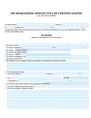 Dichiarazione Sostitutiva di Certificazione