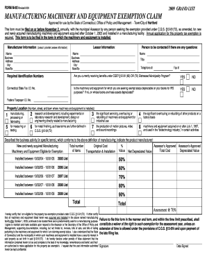 Connecticut Manufacturing Machinery Exemption Claim
