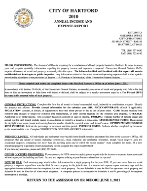 City of Hartford Annual Income and Expense Report