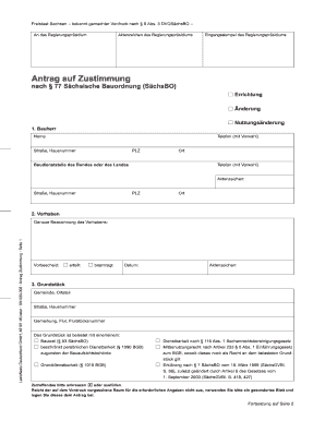 Antrag auf Zustimmung nach § 77 Sächsische Bauordnung