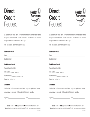 Health Partners Direct Credit Request Form
