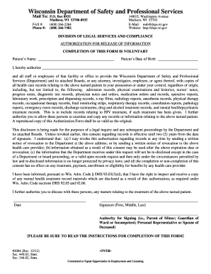 Wisconsin Authorization for Release of Information