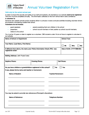 Annual Volunteer Registration Form