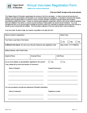 Annual Volunteer Registration Form