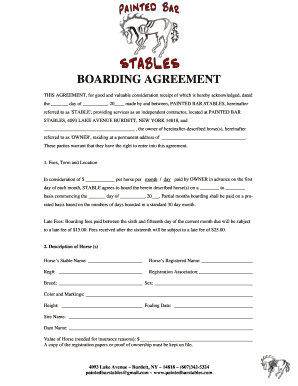 Horse Boarding Agreement